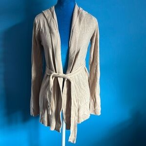 Tan/Beige Cardigan with hood and tie (S)